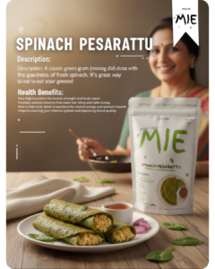 SPINACH PESARATTU pista milk mix